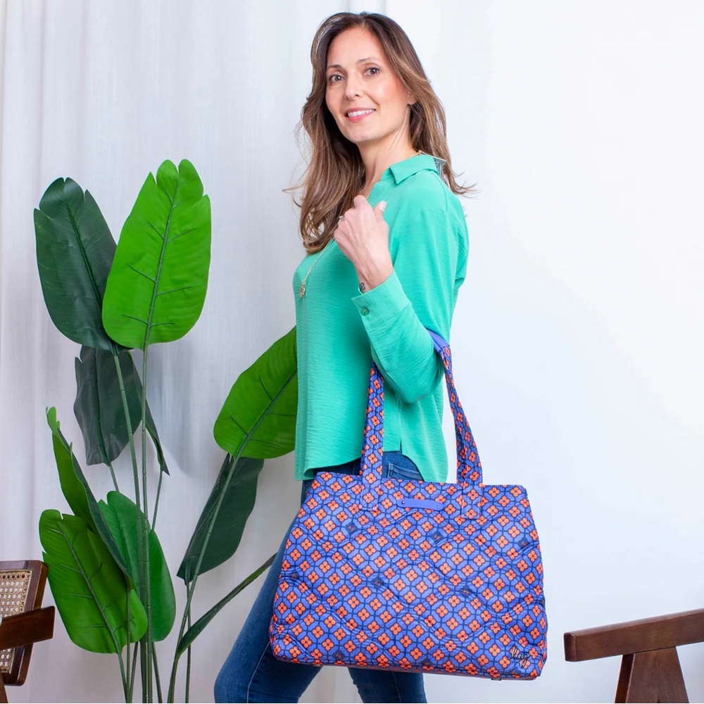 Lug Tempo Classic Tote in Navy and Orange Floral